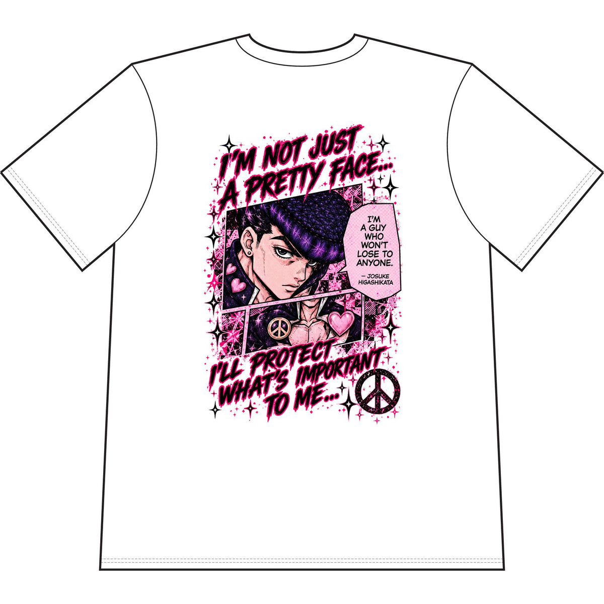 Anime Graphic T-Shirt — "I'm Not Just a Pretty Face" Pink Comic Design