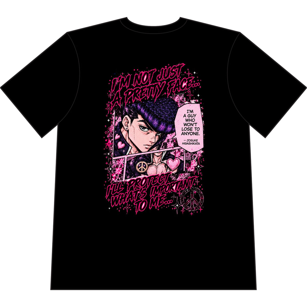 Anime Graphic T-Shirt — "I'm Not Just a Pretty Face" Pink Comic Design