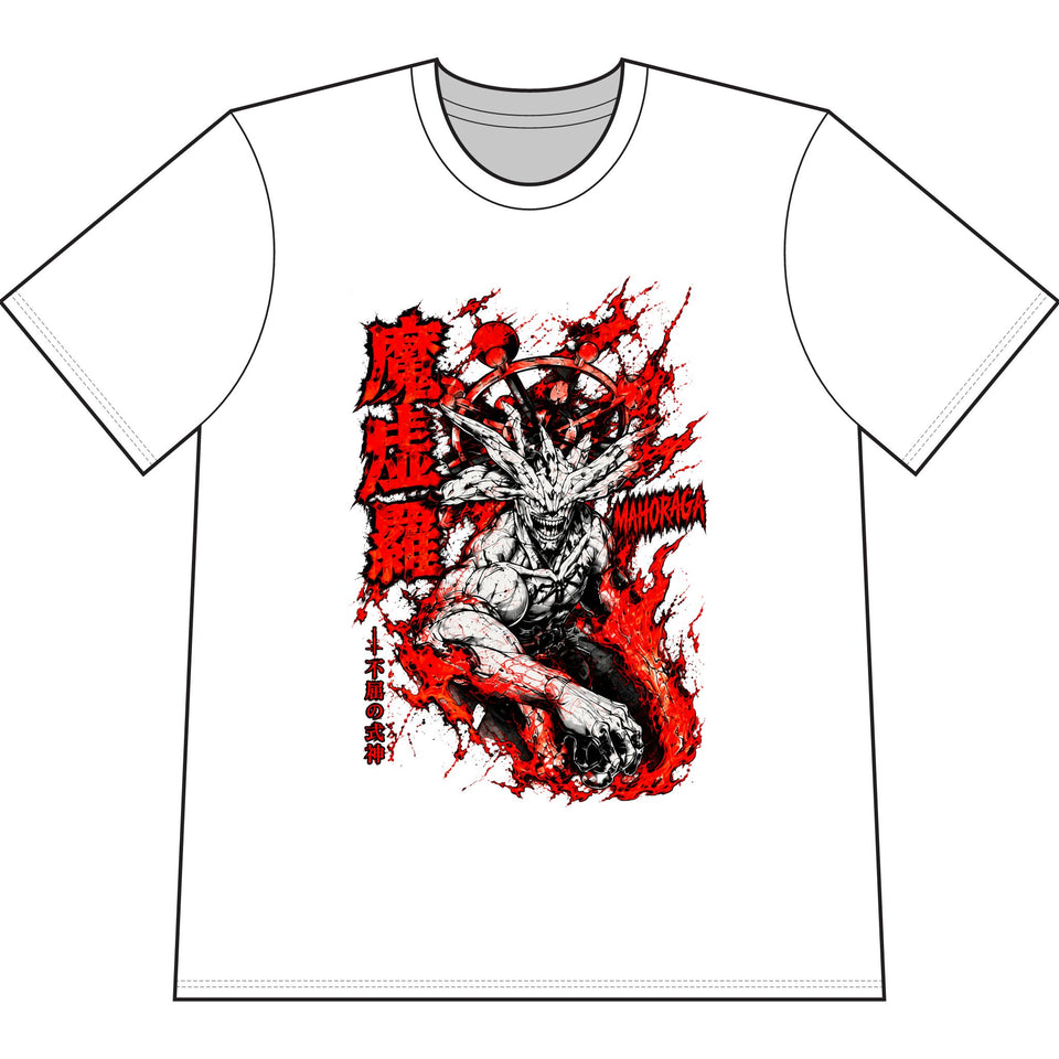 Anime Demon Graphic T-Shirt — "Mahoraga" Red & Black Manga Design