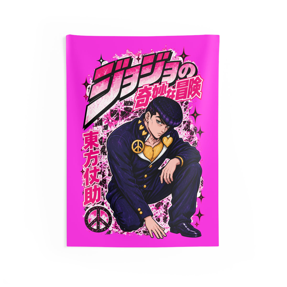 JoJo’s Bizarre Adventure Josuke Pink Wall Tapestry – Anime Room Decor